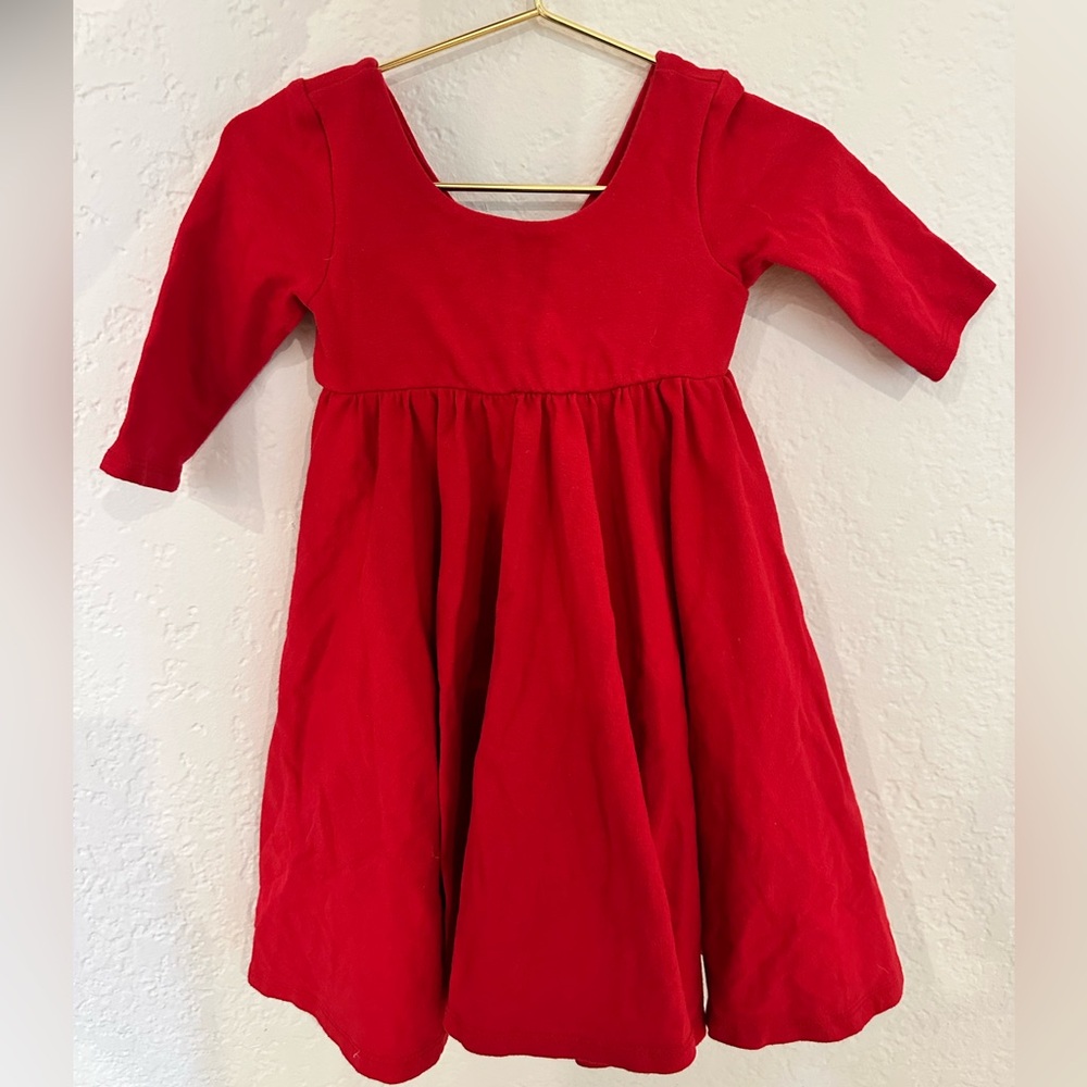 Remie Girl 3/4 Sleeve Red Dress | 3T